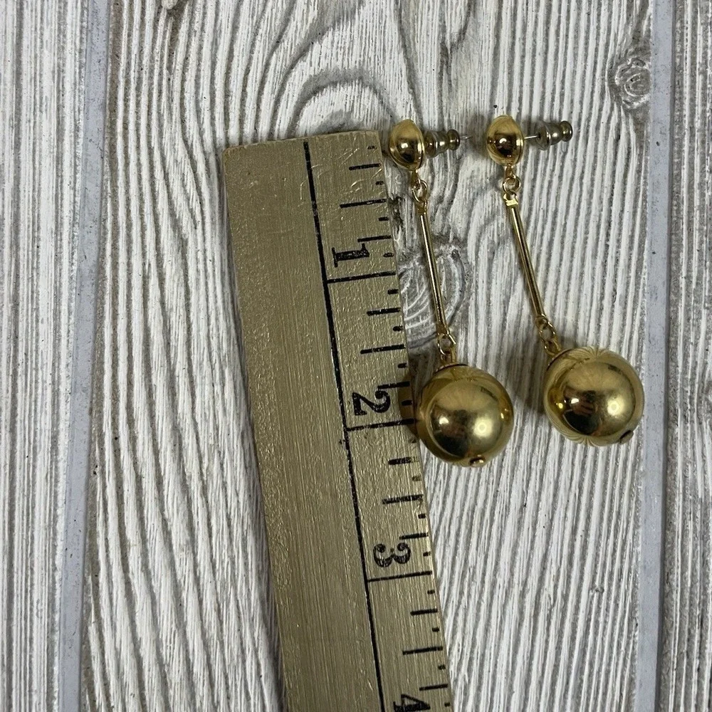 Vintage Christmas Earring Lot Gold Tone Jingle Bell Red Cord & Ball Drop Dangle